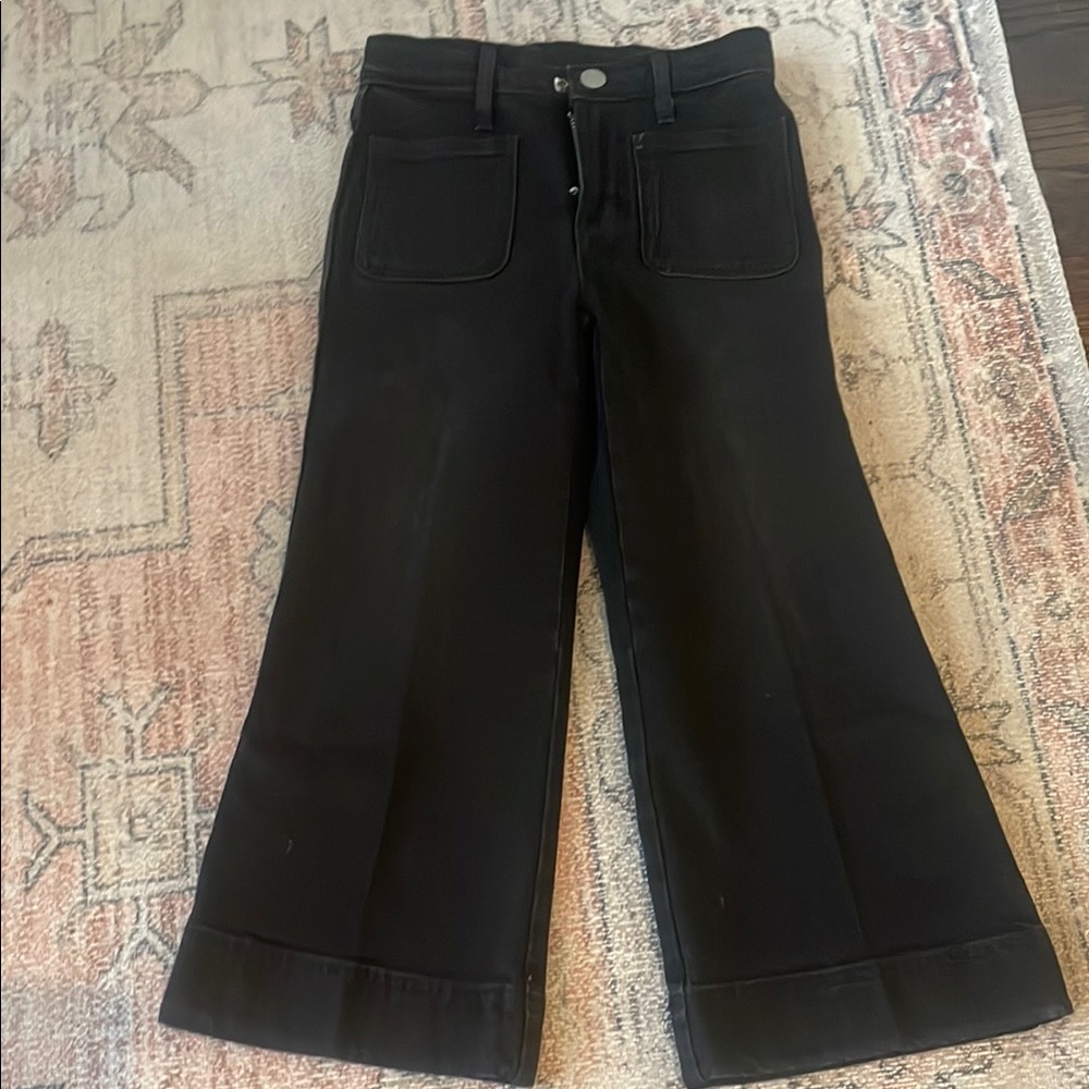 Crewcuts Girl’s sailor wide leg stretch jeans in black size 6